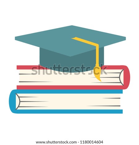 pile text books with hat graduation