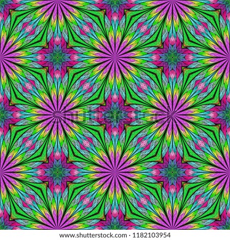 Beautiful seamless flower pattern in stained-glass window style. You can use it for invitations, notebook covers, phone cases, postcards, cards, wallpapers and so on. 
