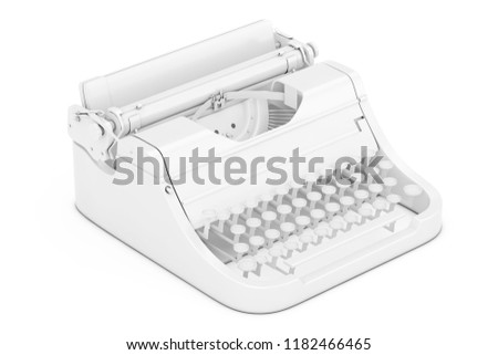 Old Vintage Retro Typewriter in Clay Style on a white background. 3d Rendering. 