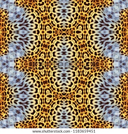 Kaleidoscope abstract background. Seamless pattern for background, prints, wallpapers, cloth, carpets, rugs.  Based on fur of wild animal.
