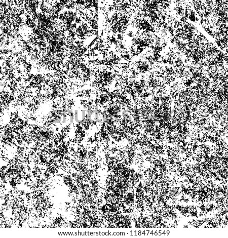 Grunge texture is black and white. Vector abstract background. Pattern of cracks, chips, scuffs, dust. Old vintage surface