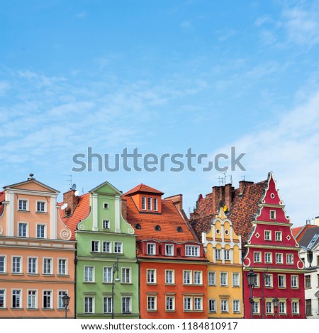 Buildings on the medieval Market Square in Wroclaw using Baroque and Classicism styles, Poland