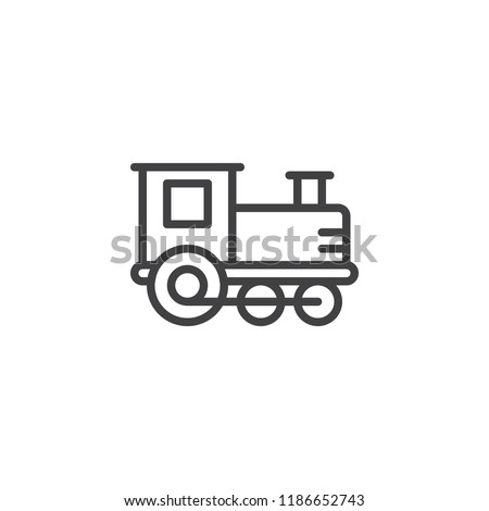 Train toy outline icon. linear style sign for mobile concept and web design. Locomotive toy simple line vector icon. Symbol, logo illustration. Pixel perfect vector graphics