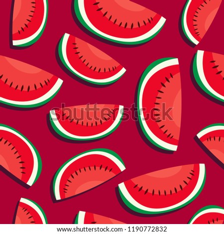Water Melon Seamless Pattern, texture or background vector design. Illustration of Water Melon.