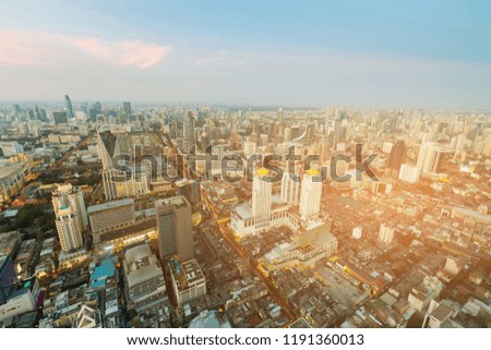 Aerial view Bangkok city central business downtown, cityscape background