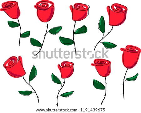Red roses or rosebuds 