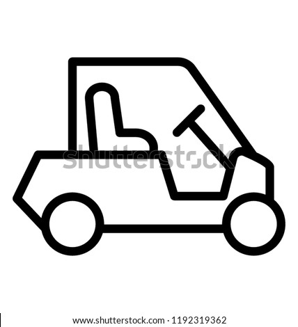 A simple golf cart or golf buggy line icon image  