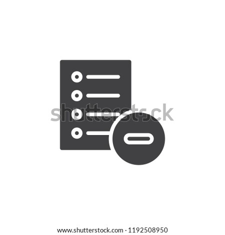 Remove list vector icon. filled flat sign for mobile concept and web design. Document delete simple solid icon. Symbol, logo illustration. Pixel perfect vector graphics
