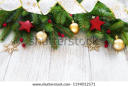 Christmas decoration  on a old wooden background