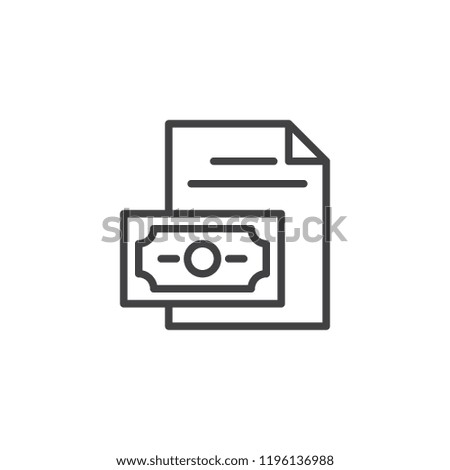 Paper money document outline icon. linear style sign for mobile concept and web design. Financial simple line vector icon. Symbol, logo illustration. Pixel perfect vector graphics