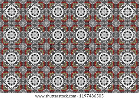 Traditional design of 50s. Fabric spring ornament with tiles. Seamless rhombus pattern. Abstract holiday wrapping paper in red, white and gray. Pin up style. Raster tiled background.