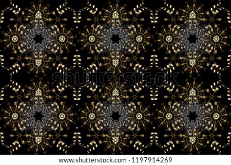 Gold floral ornament in baroque style. Gold Wallpaper on texture background. Damask seamless repeating background. Golden element on black, gray and brown colors.