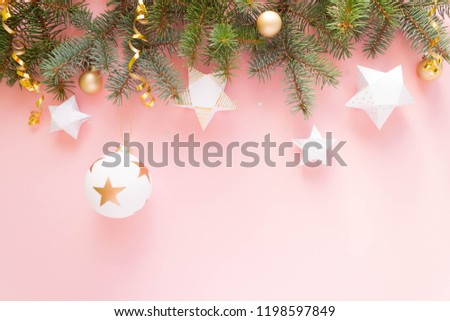 Merry Christmas and Happy New Year. Pink background