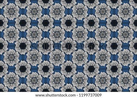 Islam, Arabic, Indian, turkish, pakistan, chinese, ottoman motifs. Abstract Mandala. Oriental colored pattern on white, black and blue colors. Vintage decorative elements. Raster illustration.
