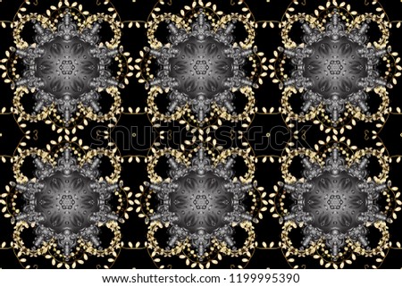 Classic vintage background. Traditional orient ornament. Seamless classic raster golden pattern. Golden pattern on black, gray and brown colors with golden elements.
