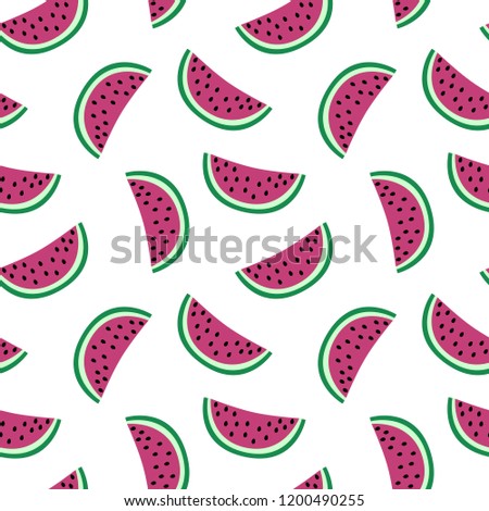 slice of pink watermelon on a white background pattern summer sweet seamless raster copy.