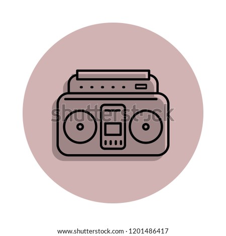 music tape recorder icon in badge style. One of Media, Press collection icon can be used for UI, UX
