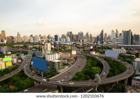 Bangkok city and highway in Asia Thailand 