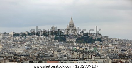 Basilica of Sacred Heart in the Butte Hill in the neighborhood called MontMartre in Northern Paris France