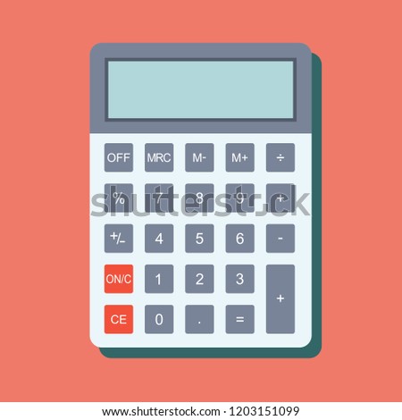 Calculator icon in flat style. Calculator isolated on a colored background. Vector electronic calculator.