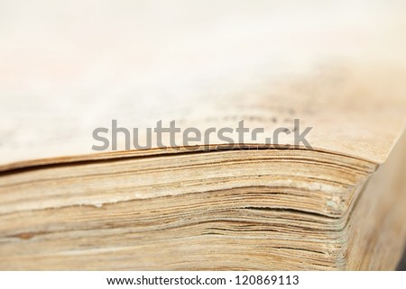 Closeup of pages of  vintage bible book. Shallow DOF