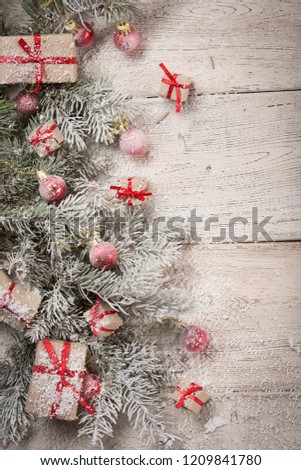 Christmas background on old boards