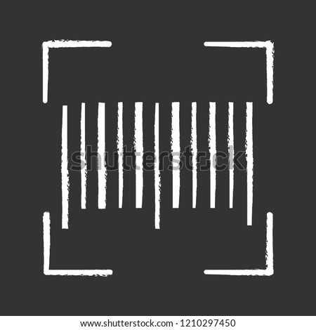 Traditional barcode chalk icon. Linear code scanning. One dimensional barcode scanner. UPC code. Isolated vector chalkboard illustration