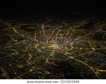 Aerial night view of Moscow city