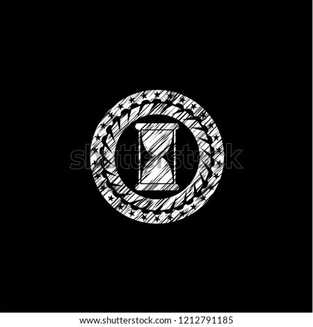 hourglass icon inside chalk emblem