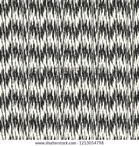 Monochrome Distressed Striped Variegated Textured Background. Seamless Pattern.