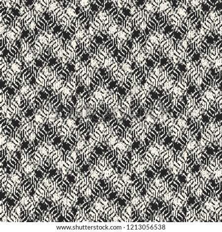 Monochrome Zigzag Graphic Motif Complexity Textured Background. Seamless Pattern.