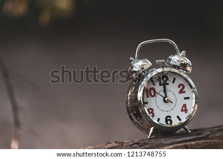 Retro Alarm Clock in the garden with bokeh