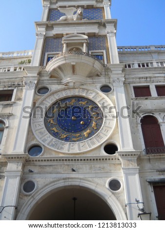 Clock Tower at St Marco Square Venice Italy