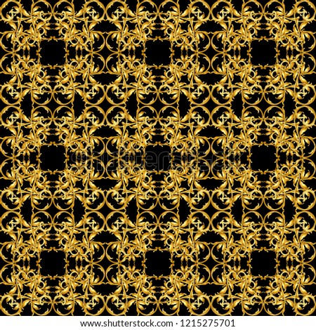 Golden baroque background pattern.