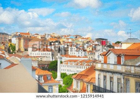 Scenic skyline with Lisbon tiled rooftops and traditional architecture, Portugal