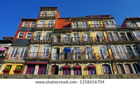 colorful traditional houses in porto in portugal