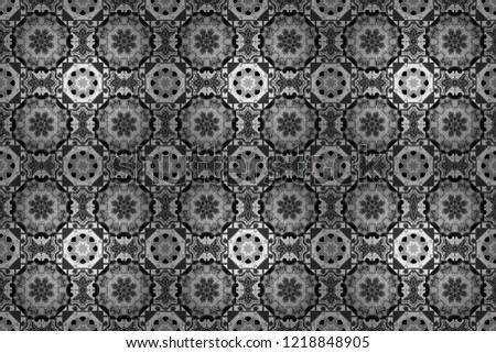A seamless background. White, gray and black texture. Graphic raster pattern. Wallpaper in the geometrical style. Abstract ornament.