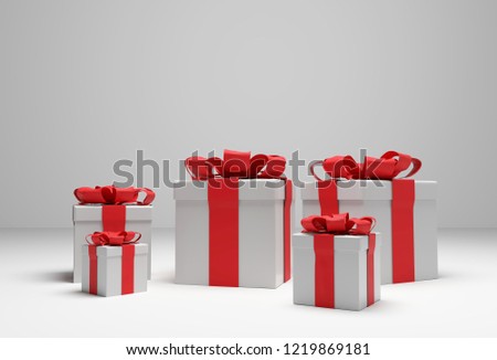 open christmas presents with snow 3d-illustration