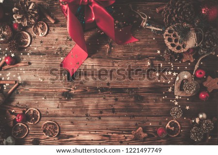 Wooden table with Christmas decoration