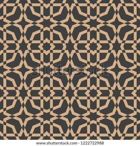 Vector damask seamless retro pattern background polygon geometry cross frame kaleidoscope. Elegant luxury brown tone design for wallpapers, backdrops and page fill.