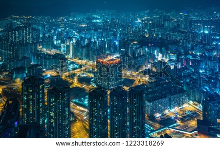 Night Light View In Hong Kong