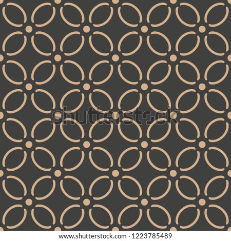 Vector damask seamless retro pattern background round curve cross dot flower. Elegant luxury brown tone design for wallpapers, backdrops and page fill.