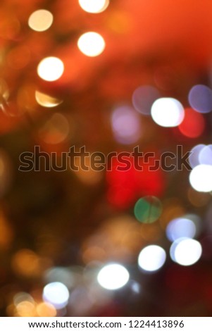 Defocused Christmas tree, colorful bokeh, Christmas background.