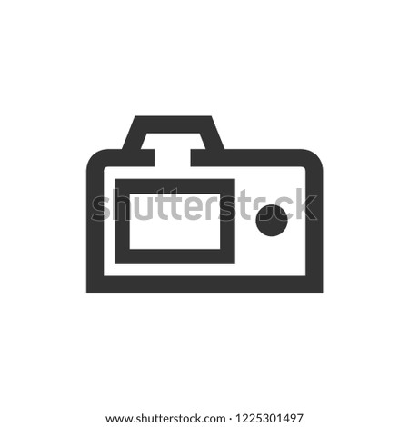 Camera icon in thick outline style. Black and white monochrome vector illustration.