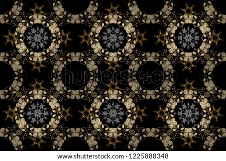 Seamless classic raster black, brown and beige and golden pattern. Traditional orient ornament. Classic vintage background.