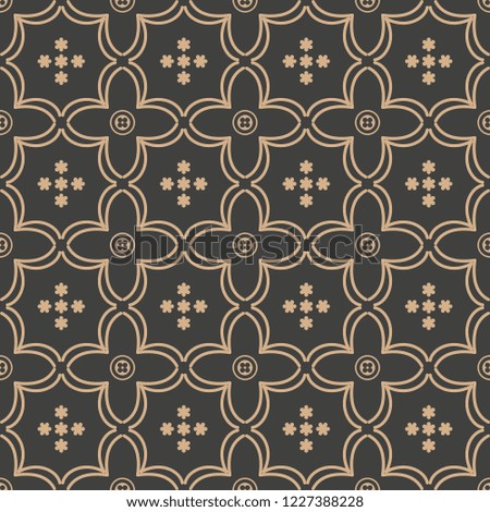Vector damask seamless retro pattern background curve cross frame line flower. Elegant luxury brown tone design for wallpapers, backdrops and page fill.