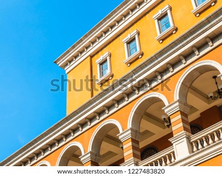 Beautiful architecture building with window and wall exterior in italy style