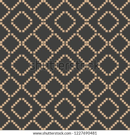 Vector damask seamless retro pattern background triangle geometry check cross frame. Elegant luxury brown tone design for wallpapers, backdrops and page fill.