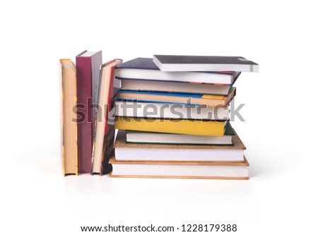 stack of books isolated, library concept
