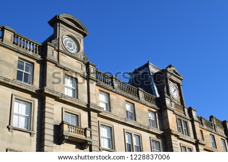 Beautiful building and blue sky, near Leith Links in Edinburgh